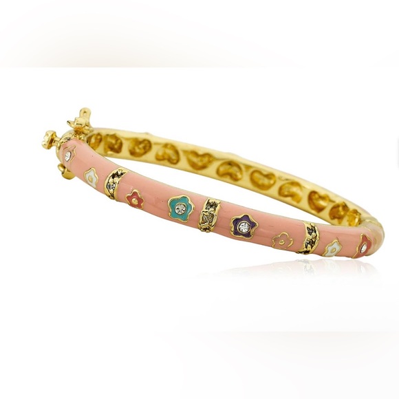 pagoda Other - Pink Enamel Floral Bangle snap closure Bracelet